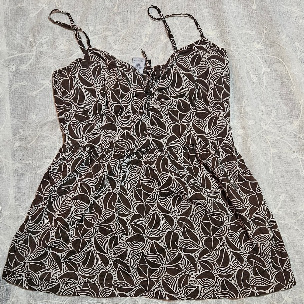 Y2K GAP Neutral Design Baby Doll Top Brown and White